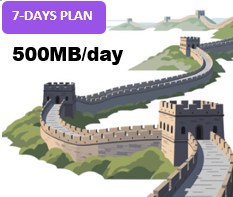 Greater China 7 Days Unlimited Data(500MB/day high speed)